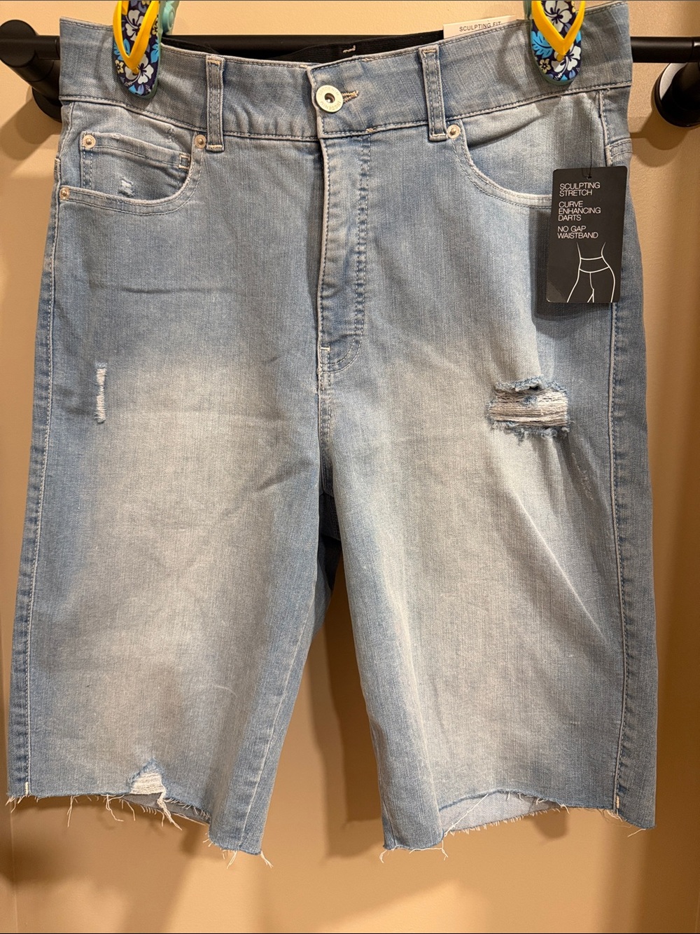 INC International Concepts Light Blue Distressed Denim Bermuda Shorts
